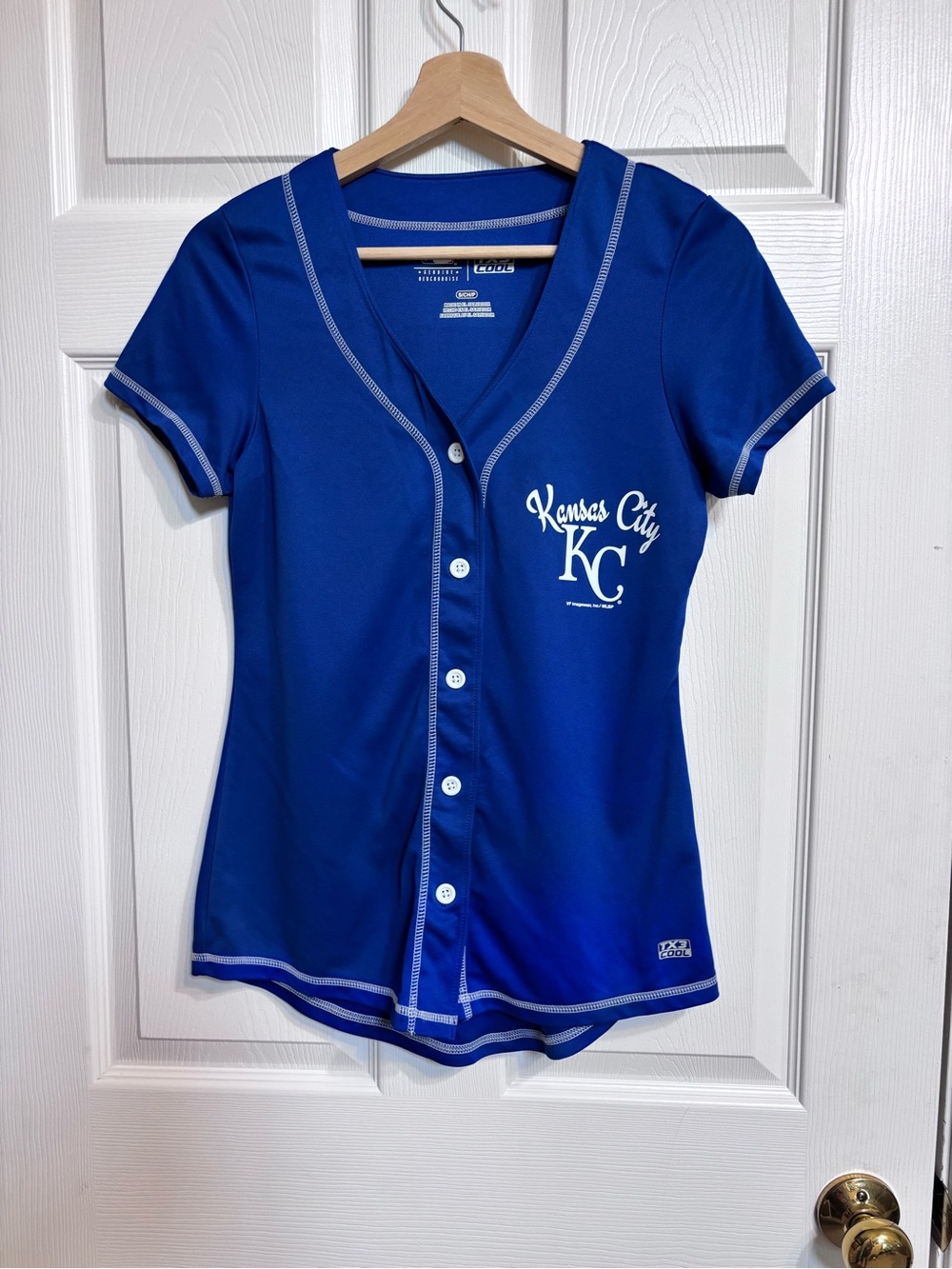 MLB Kansas City Royals KC Women's Blue Jersey Top - Team Fan Tee